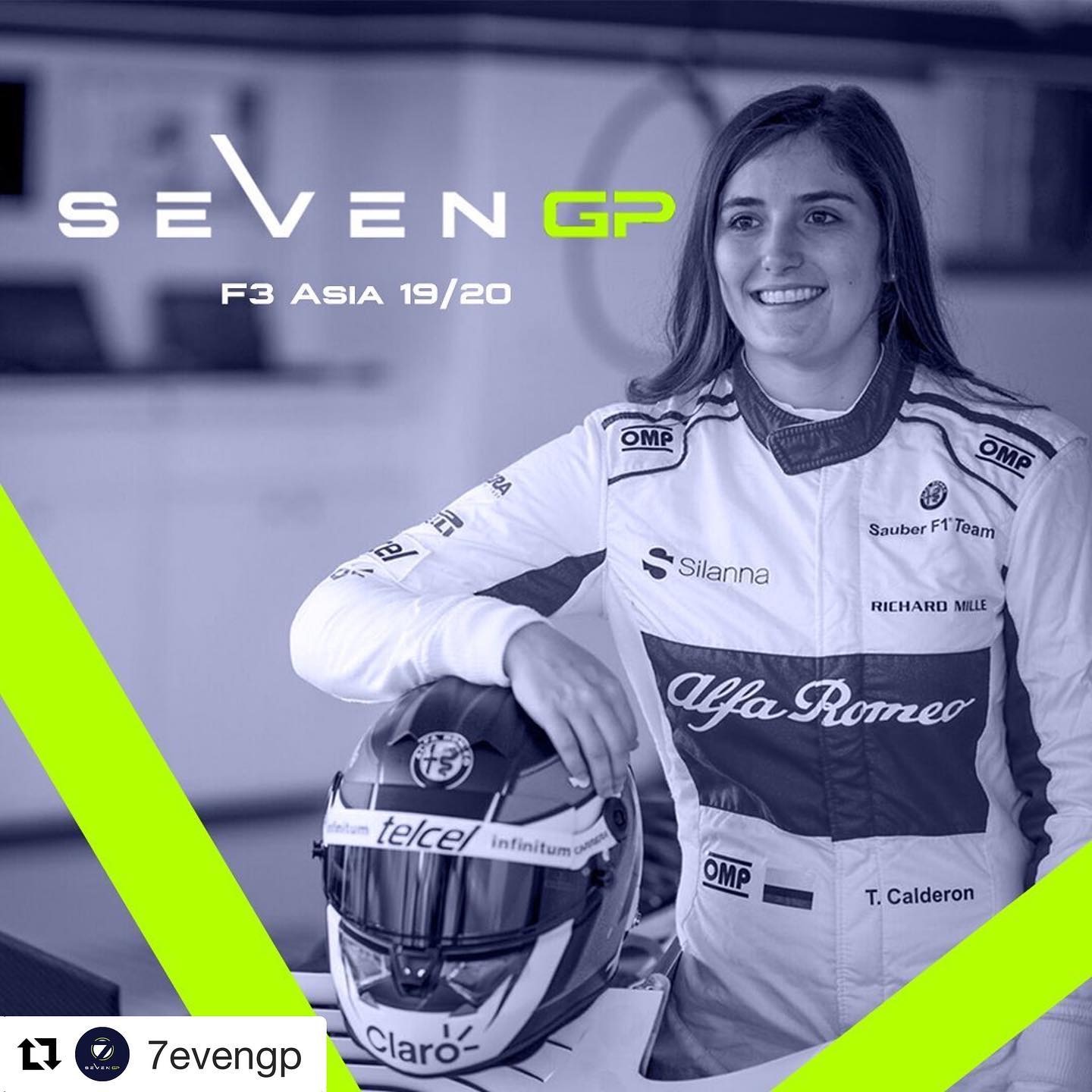 阿尔法罗密欧F1车队试车手Tatiana Calderon加入SEVEN GP参加新赛季